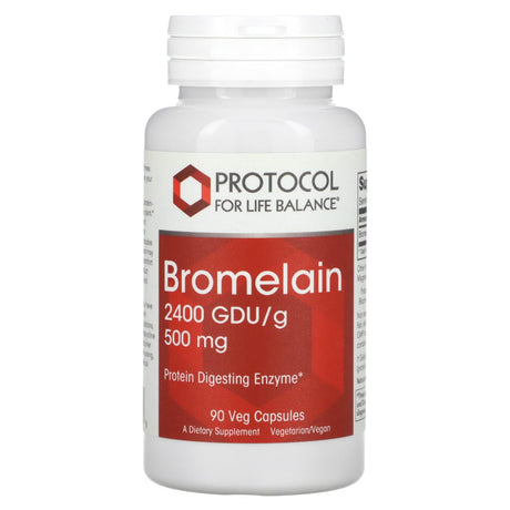 Protocol for Life Balance, Bromelain, 2400 GDU/g, 500 mg, 90 Veg Capsules - Supply Center USA