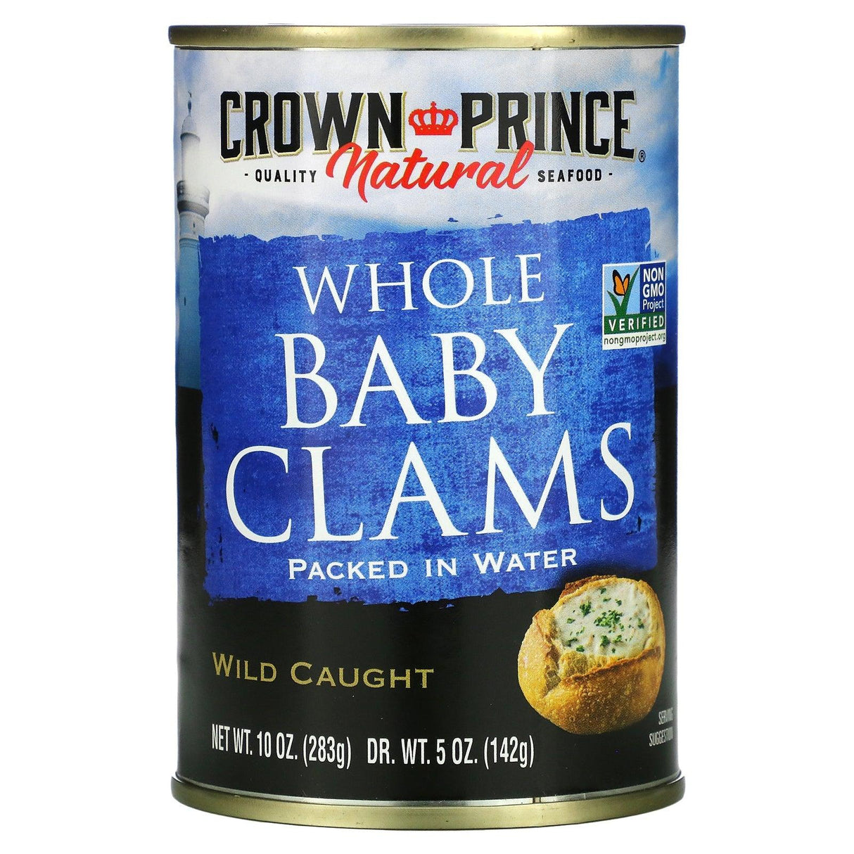 Crown Prince Natural, Whole Baby Clams, Packed in Water, 10 oz (283 g) - Supply Center USA