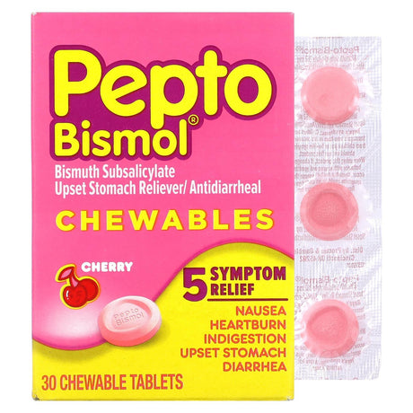 Pepto Bismol, Chewables, Cherry, 30 Chewable Tablets - Supply Center USA