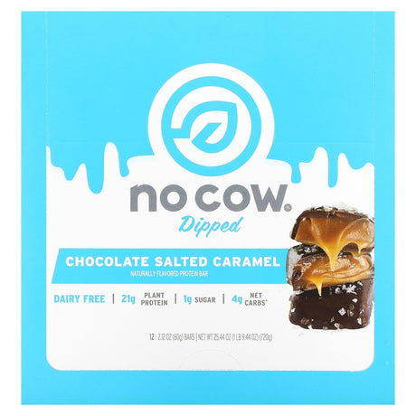 No Cow, Dipped Protein Bar, Chocolate Salted Caramel, 12 Bars, 2.12 oz (60 g) Each - Supply Center USA