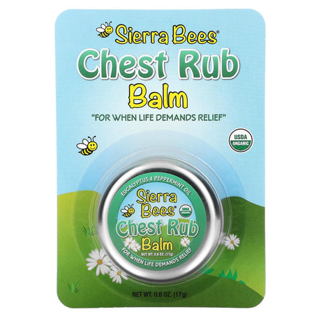 Sierra Bees, Chest Rub Balm, Eucalyptus & Peppermint, 0.6 oz (17 g) - Supply Center USA