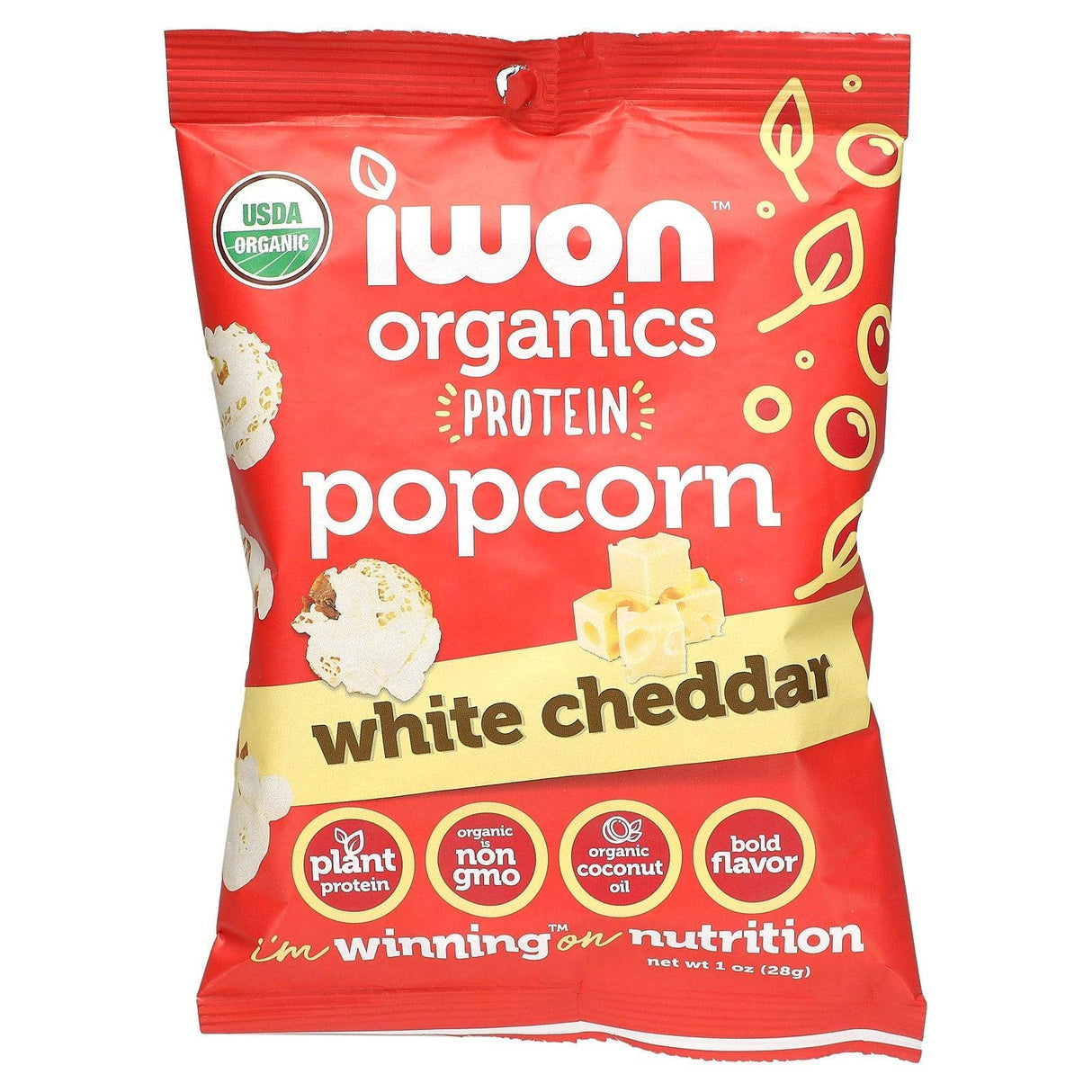 IWON Organics, Organic Protein Popcorn, White Truffles & Sea Salt, 8 Bags, 1 oz (28 g) Each - Supply Center USA