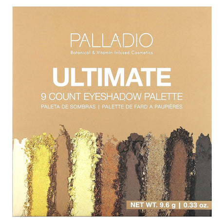 Palladio, Ultimate 9 Count Eyeshadow Palette, Golden Sand, 0.33 oz (9.6 g) - Supply Center USA