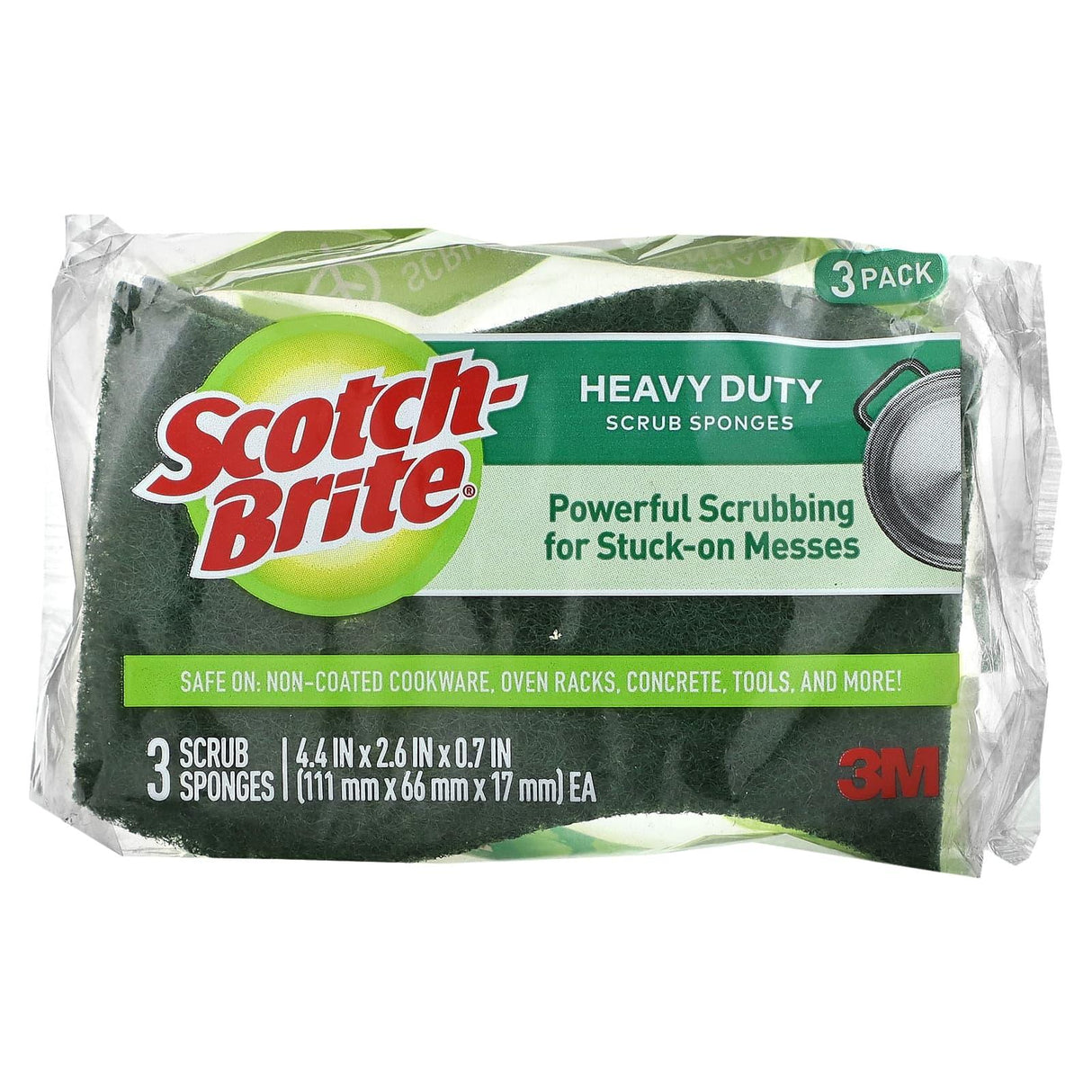 Scotch-Brite, Heavy Duty Scrub Sponges, 3 Sponges - Supply Center USA