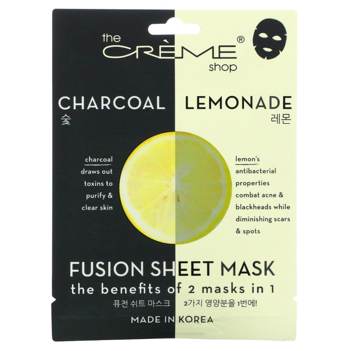 The Creme Shop, Fusion Beauty Sheet Mask, Charcoal Lemonade, 5 Sheets, 4.40 oz (125 g) - HealthCentralUSA