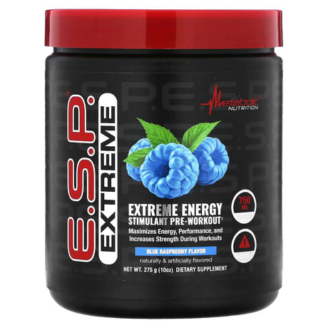 Metabolic Nutrition, E.S.P. Extreme Energy Stimulant Pre-Workout, Blue Raspberry, 10 oz (275 g) - Supply Center USA