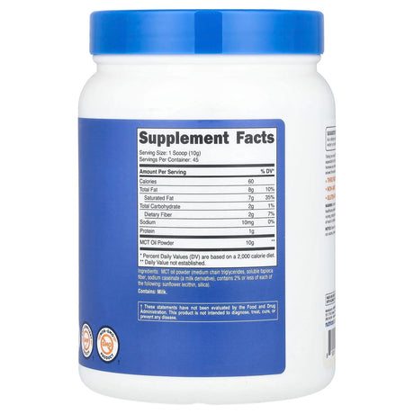 Nutricost, MCT Oil Powder, Unflavored, 16.2 oz (454 g) - Supply Center USA