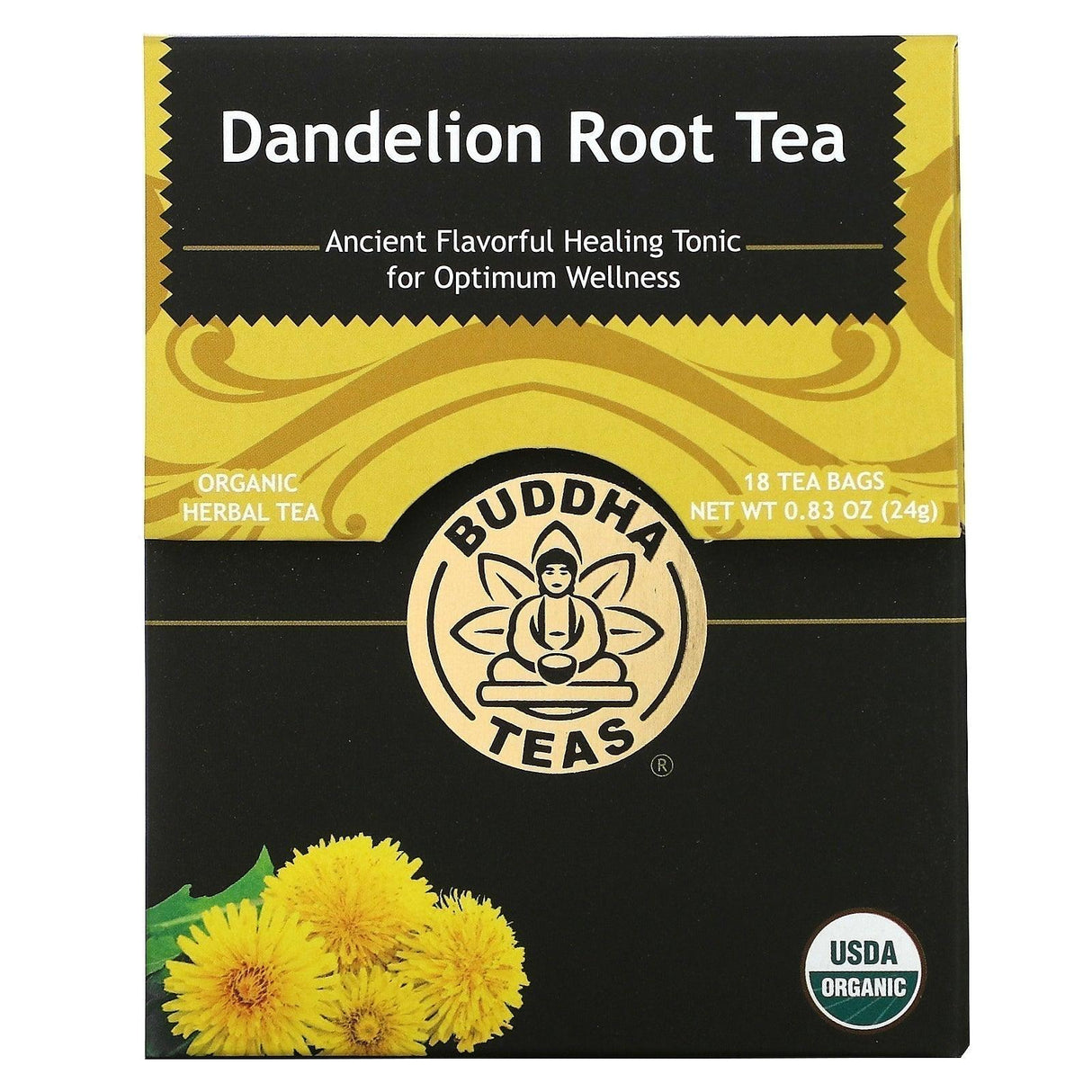 Buddha Teas, Organic Herbal Tea, Dandelion Root, 18 Tea Bags, 0.83 oz (24 g) - Supply Center USA