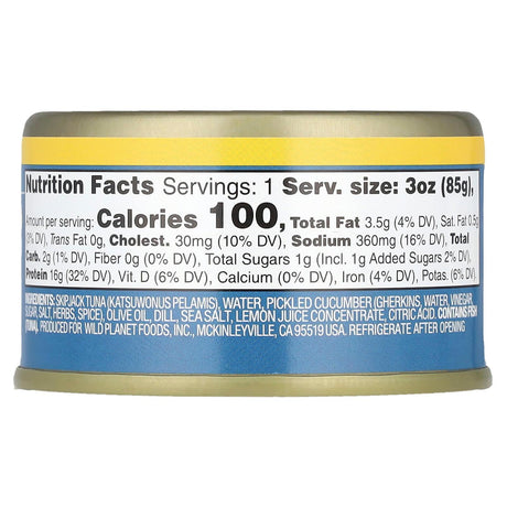 Wild Planet, SkipJack Wild Tuna with Dill Pickle, 3 oz (85 g) - Supply Center USA