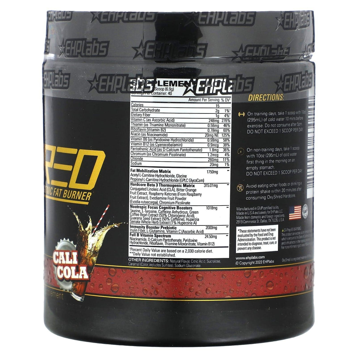 EHPlabs, OxyShred Hardcore, Thermogenic Fat Burner, Cali Cola, 9.74 oz (276 g) - Supply Center USA