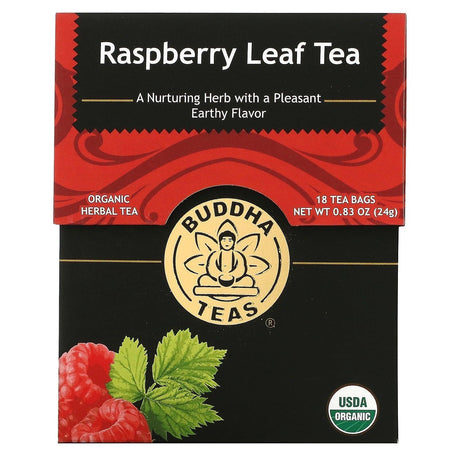 Buddha Teas, Organic Herbal Tea, Raspberry Leaf, 18 Tea Bags, 0.83 oz (24 g) - Supply Center USA