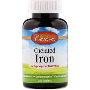 Carlson Labs, Chelated Iron, 27 mg, 250 Tablets - Supply Center USA