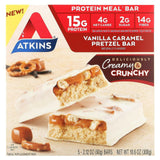 Atkins, Protein Meal Replacement, Vanilla Caramel Pretzel, 5 Bars, 2.12 oz (60 g) - Supply Center USA