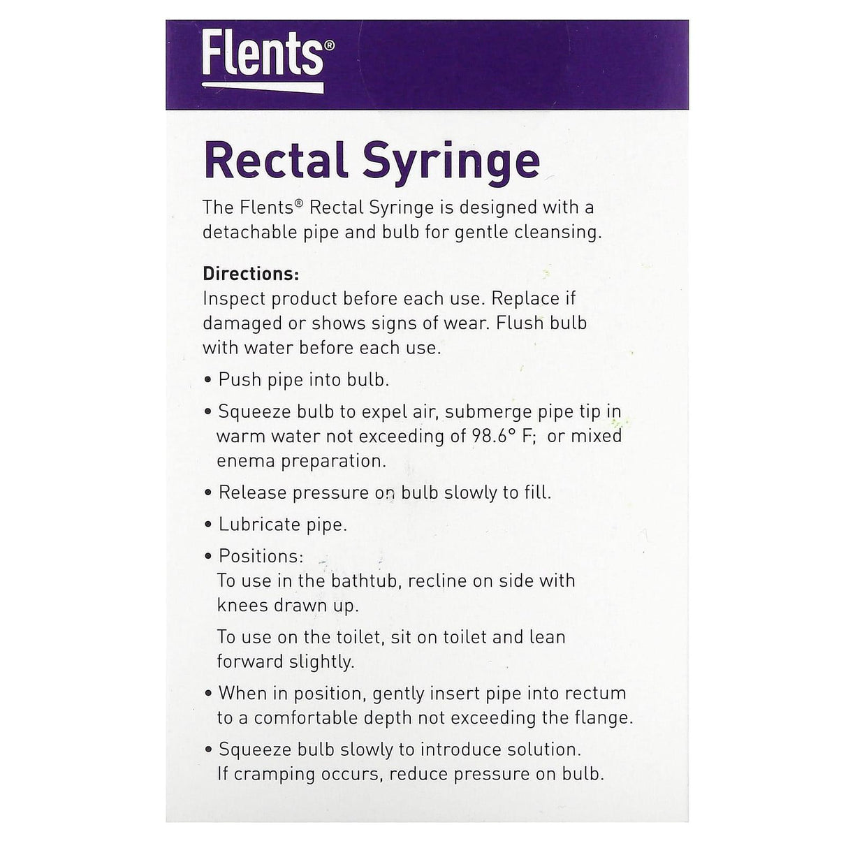 Flents, Rectal Syringe, 8 fl oz (237 ml) - Supply Center USA