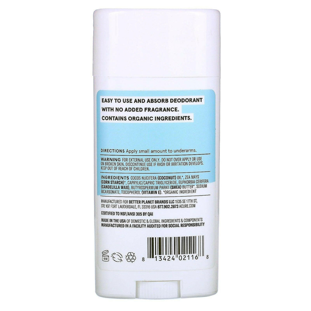 Acure, Deodorant, Fragrance Free, 2.2 oz (62.4 g) - HealthCentralUSA