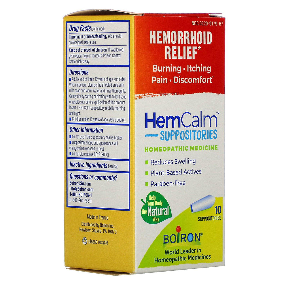 Boiron, HemCalm Suppositories, Hemorrhoid Relief, 10 Suppositories - HealthCentralUSA