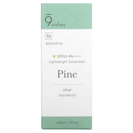 9Wishes, Pine, Lightweight Sunscreen, SPF50+PA++++, 1.7 fl oz (50 ml) - Supply Center USA