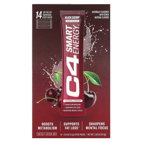 Cellucor, C4, Smart Energy, Black Cherry, 14 Stick Packs, 0.14 oz (4.1 g) Each - Supply Center USA