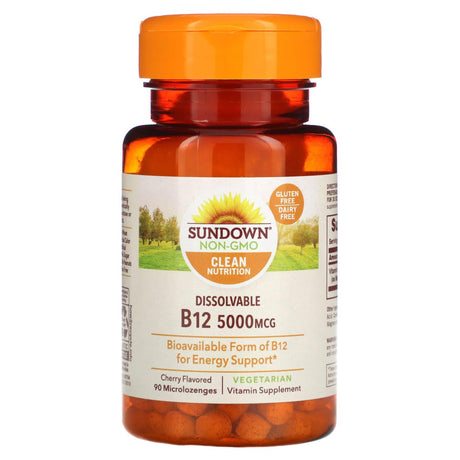 Sundown Naturals, Dissovable B12, Cherry, 5,000 mcg, 90 Microlozenges - Supply Center USA