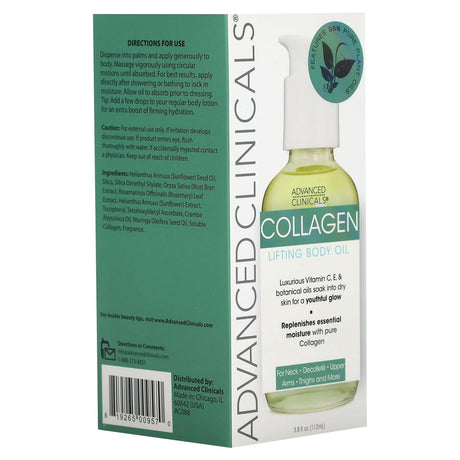 Advanced Clinicals, Collagen Lifting Body Oil, 3.8 fl oz (112 ml) - Supply Center USA