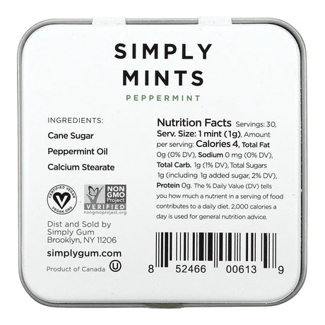 Simply Gum, Mints, Peppermint, 1.1 oz (30 g) - Supply Center USA