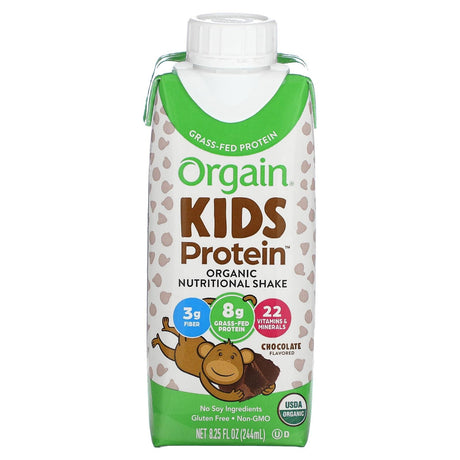 Orgain, Kids Protein, Organic Nutritional Shake, Chocolate, 4 Pack, 8.25 fl oz (244 ml) Each - Supply Center USA