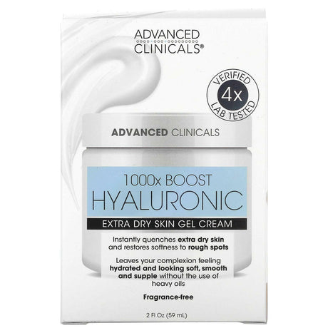 Advanced Clinicals, Hyaluronic, Extra Dry Skin Gel Cream, 2 fl oz (59 ml) - Supply Center USA