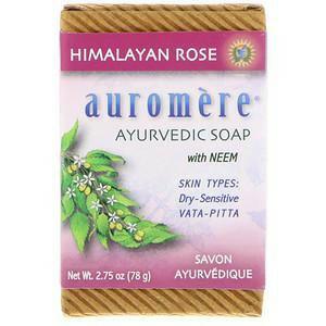 Auromere, Ayurvedic Soap, With Neem, Himalayan Rose, 2.75 oz (78 g) - Supply Center USA