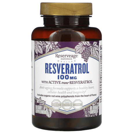 ReserveAge Nutrition, Resveratrol, 100 mg, 60 Veggie Capsules - Supply Center USA