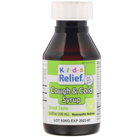 Homeolab USA, Kids Relief, Cough & Cold Syrup, For Kids 0-12 Yrs, 3.4 fl oz (100 ml) - Supply Center USA