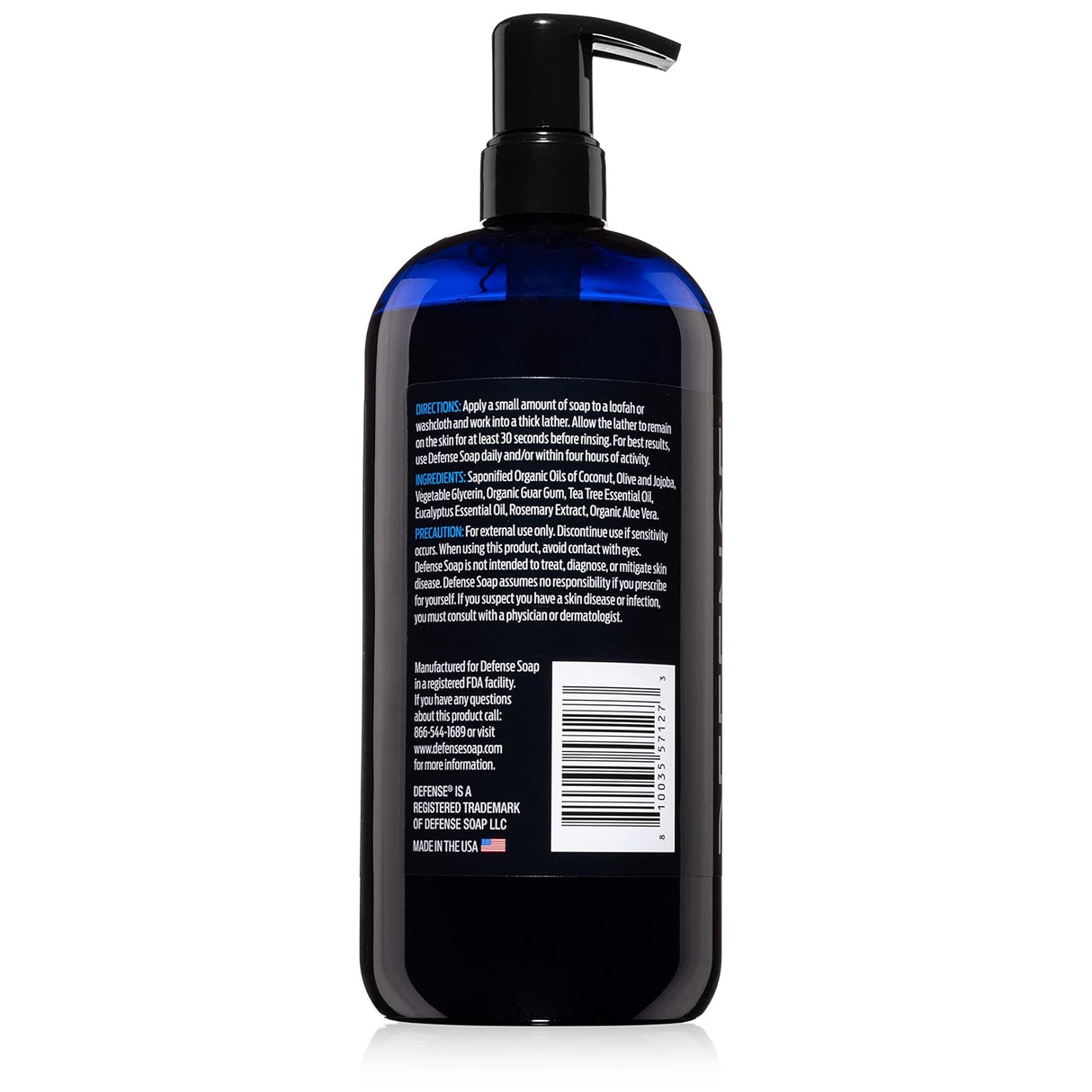 Defense Soap Organic Body Wash - All Natural Shower Gel with Eucalyptus, Aloe Vera. Wrestling Inspired, for All Skin Types. 32 Oz