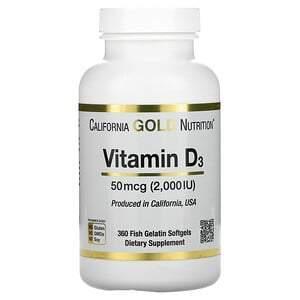 California Gold Nutrition, Vitamin D3, 50 mcg (2,000 IU), 360 Fish Gelatin Softgels - Supply Center USA