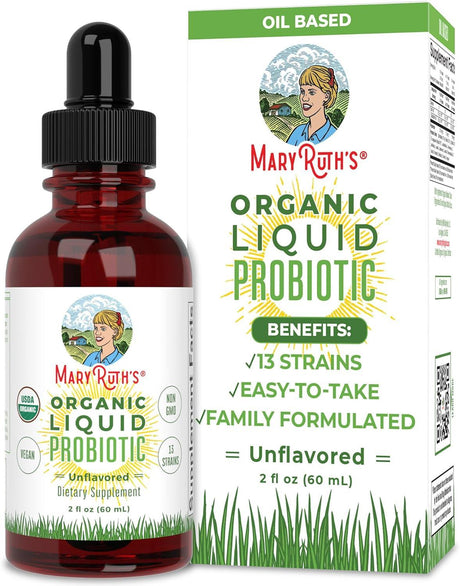 Maryruth Organics USDA Organic Liquid Probiotic, Digestive Health, Gut Health, Probiotics for Women, Probiotics for Men, Probiotics for Kids, Acidophilus Probiotic, Vegan, Non-Gmo, 40 Servings - Supply Center USA