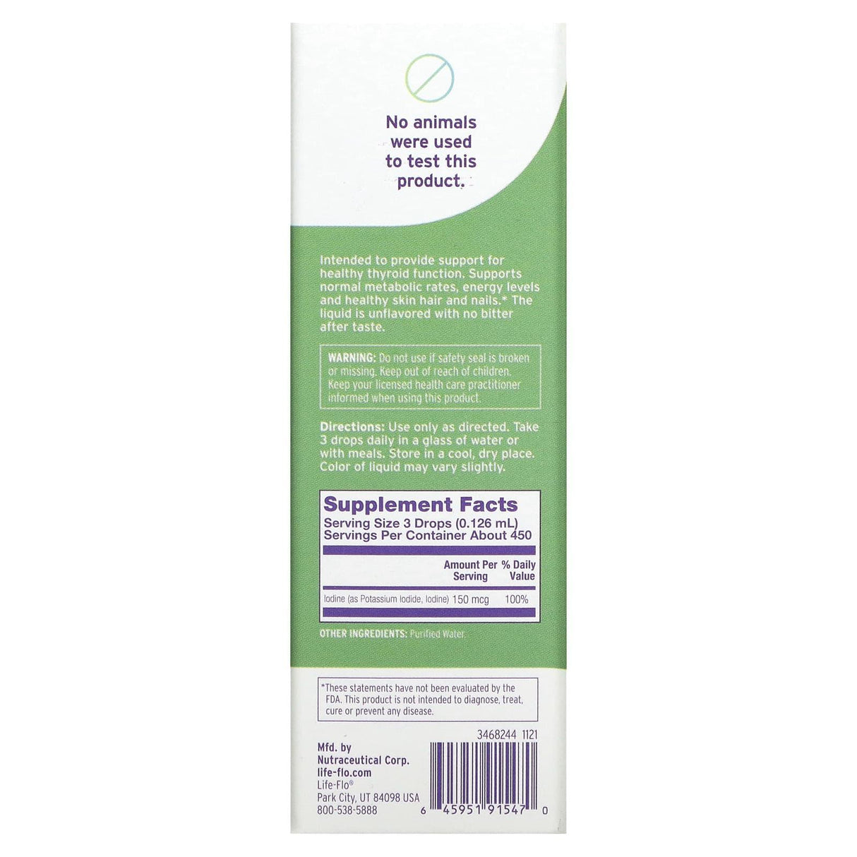 Life-flo, Liquid Iodine Plus, With Potassium Iodide & Iodine, Unflavored, 2 fl oz (59 ml) - Supply Center USA