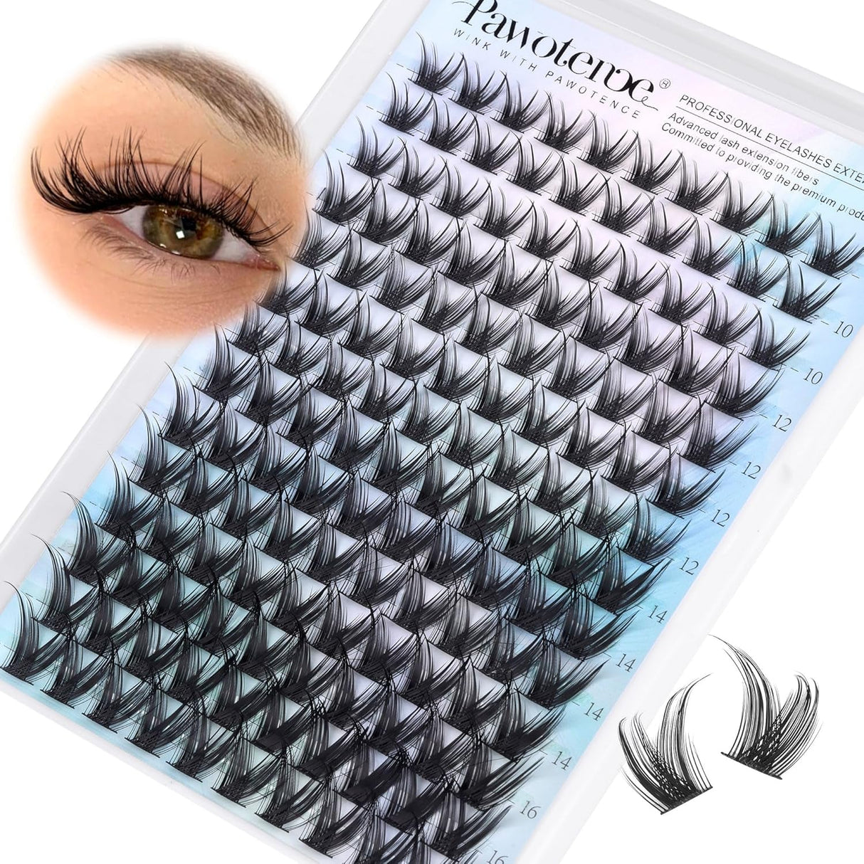 Pawotence Lash Clusters Wispy Cluster Eyelash Extensions 144Pcs Individual Lashes 10-18Mm Lash Extension DIY False Eyelashes Soft Comfortable Eyelash Clusters with Thin Band