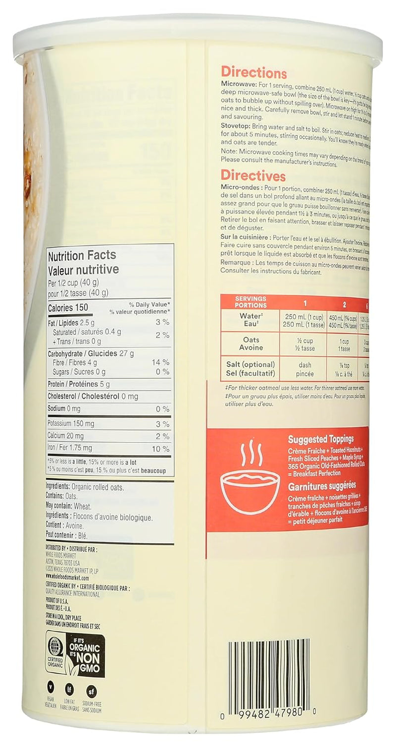 365 by Whole Foods Market, Organic Old-Fashioned Rolled Oats, 42 Ounce