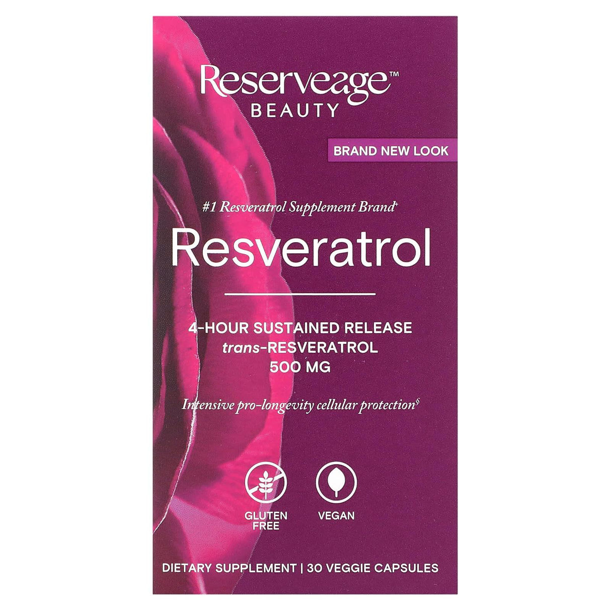 Reserveage Nutrition, Resveratrol, 4-Hour Sustained Release, 500 mg, 30 Veggie Capsules - Supply Center USA