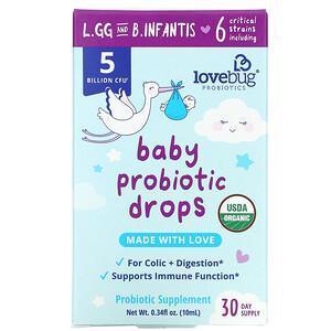 LoveBug Probiotics, Baby Probiotic Drops, 5 Billion CFU, 0.34 fl oz (10 ml) - Supply Center USA