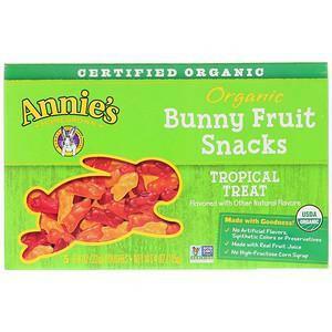 Annie's Homegrown, Organic Bunny Fruit Snacks, Tropical Treat, 5 Pouches, 0.8 oz (23 g) Each - Supply Center USA