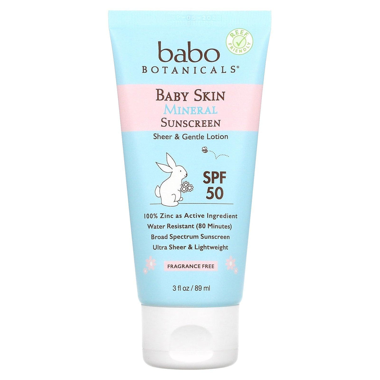 Babo Botanicals, Baby Skin, Mineral Sunscreen Lotion, SPF 50, Fragrance Free, 3 fl oz (89 ml) - Supply Center USA