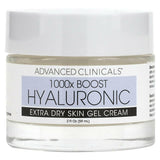 Advanced Clinicals, 1000X Boost Hyaluronic, Extra Dry Skin Gel Cream, Fragrance Free, 2 fl. oz. (59 ml) - Supply Center USA