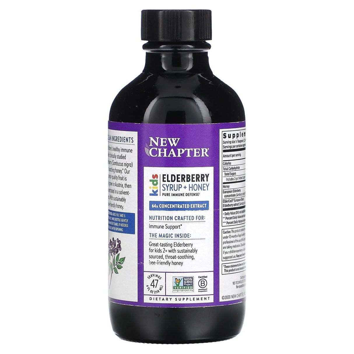 New Chapter, Kids, Elderberry Syrup + Honey, Ages 2+, 4 fl oz (118 ml) - Supply Center USA