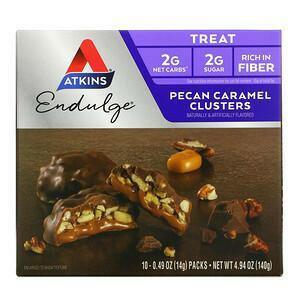 Atkins, Treat, Pecan Caramel Clusters, 10 Packs, 0.49 oz (14 g) Each - Supply Center USA