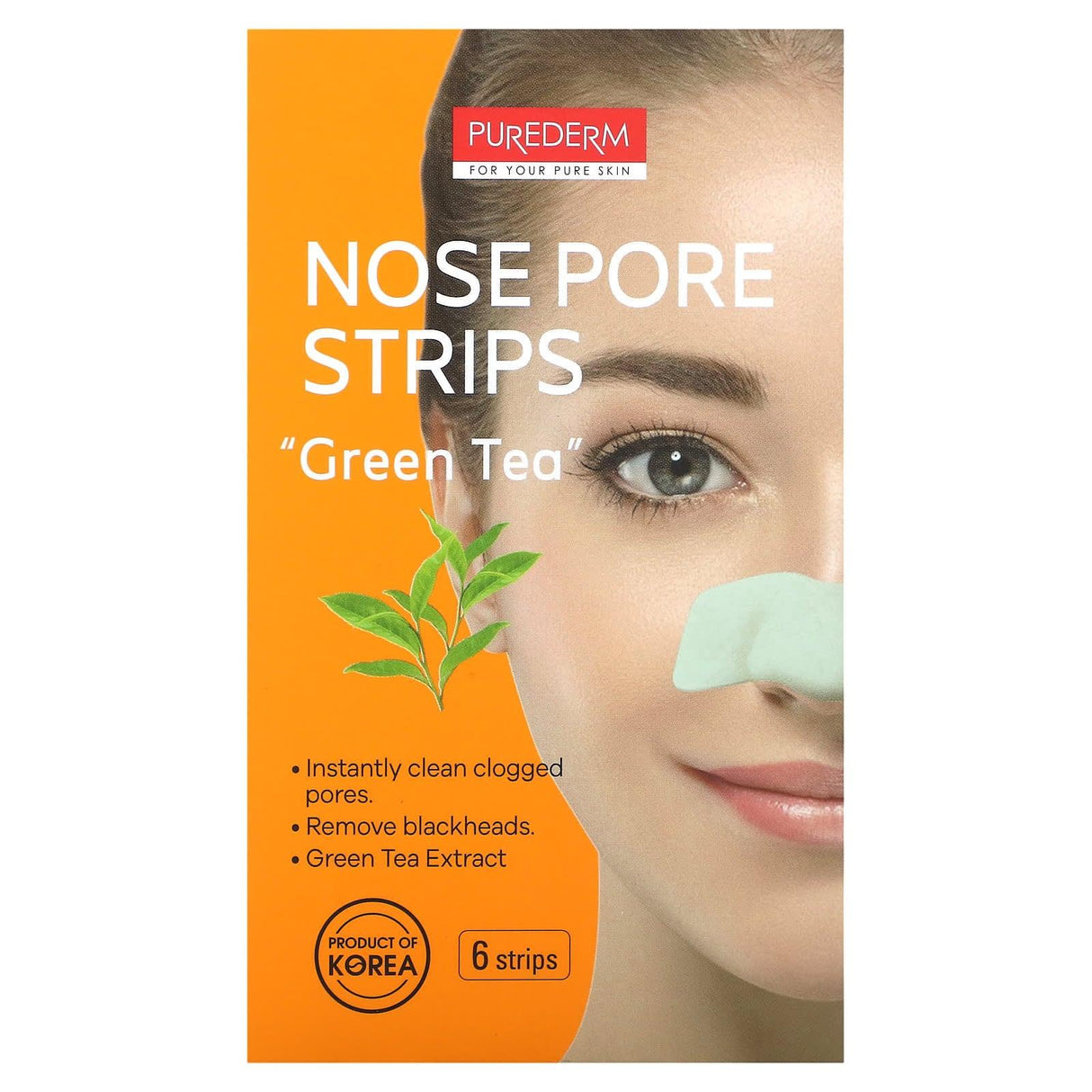 Purederm, Nose Pore Strips, Green Tea, 6 Strips - Supply Center USA