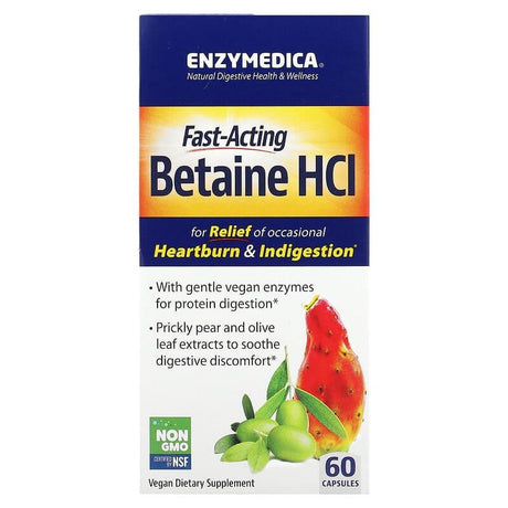 Enzymedica, Fast-Acting Betaine HCI, 60 Capsules - Supply Center USA