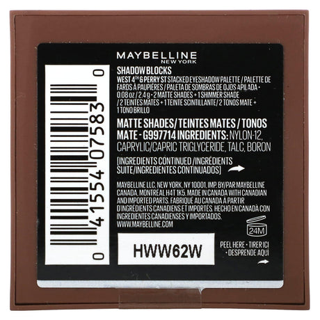 Maybelline, Shadow Blocks, 20 West 4th & Perry St, 0.08 oz (2.4 g) - Supply Center USA