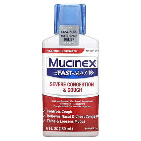 Mucinex, Fast-Max Severe Congestion & Cough, Maximum Strength, For Ages 12+, 6 fl oz (180 ml) - Supply Center USA