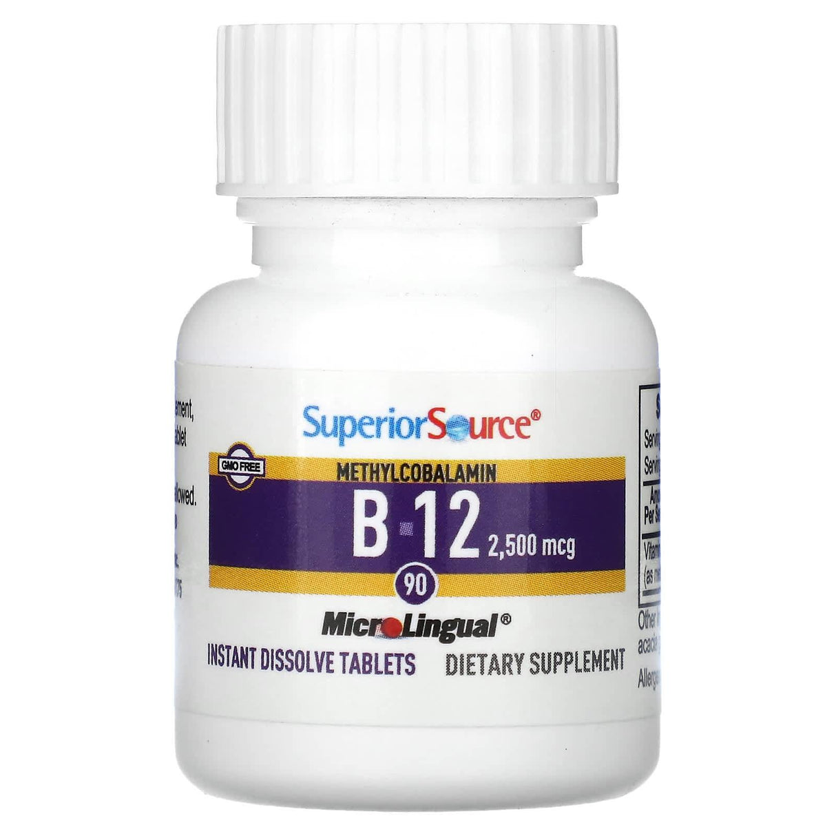 Superior Source, Methylcobalamin B-12, 2,500 mcg, 90 Instant Dissolve Tablets - Supply Center USA