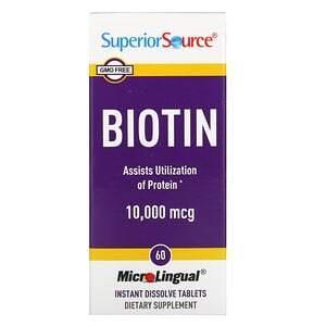 Superior Source, Biotin, 10,000 mcg, 60 Instant Dissolve Tablets - Supply Center USA