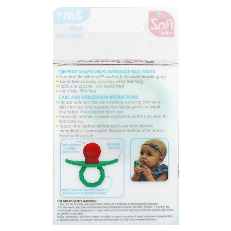 RaZbaby, Teether, 3m+, Raz-berry, 1 Teether - Supply Center USA